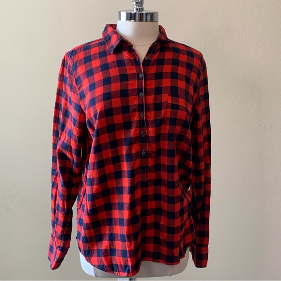 J. CREW Red Buffalo Plaid Flannel Shirt Large Long Sleeve - Picture 13 of 13